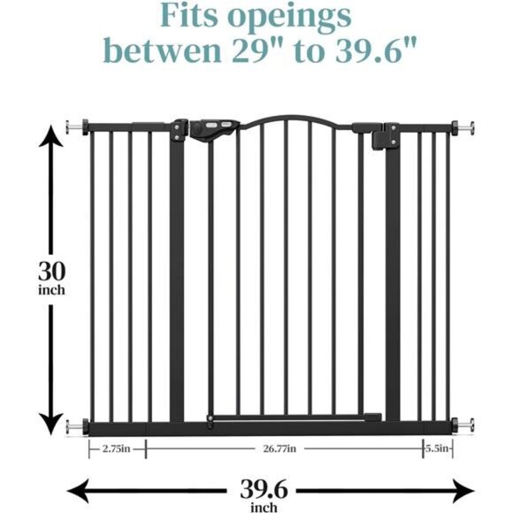 39.6” Dog Gate for Stairs & Doorways,30" Tall Baby Gate Pressure Mount Pet Gates - Picture 2 of 6